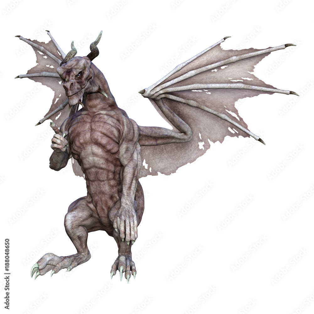 Fototapeta premium 3D Rendering Fantasy Vampire Dragon on White