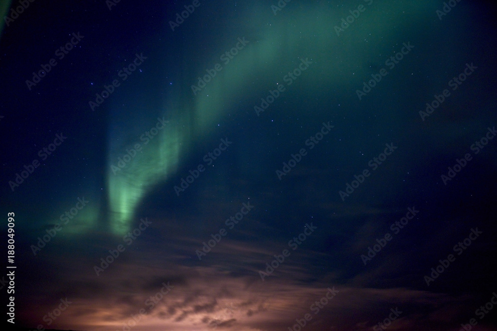 The Big Dipper constellation and an Aurora Borealis together over Iceland. The Big Dipper constellation and an Aurora Borealis together over Iceland.