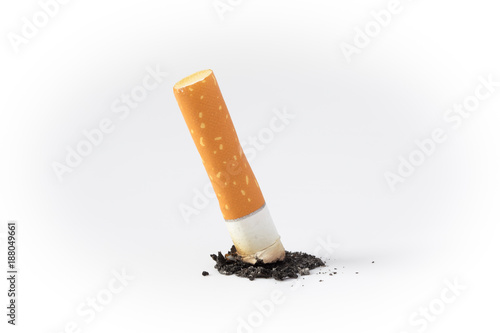 cigarette butt on a white