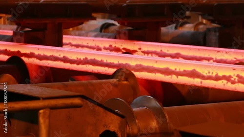 molten steel casting and rolled steel production at metallurgical works