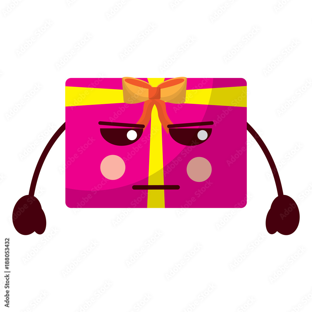 kawaii present cartoon angry facial expression