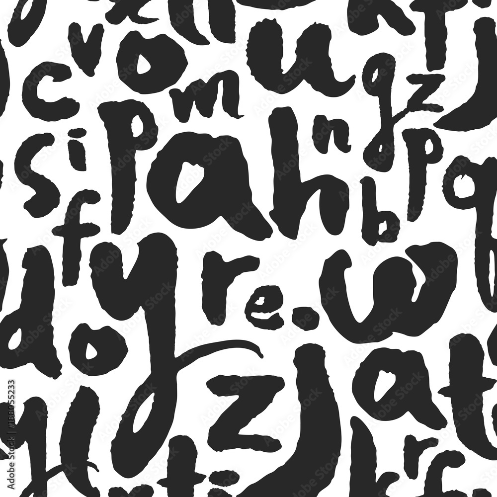 Vector Seamless Pattern with Calligraphy Letters from A to Z Vector Seamless Pattern with Calligraphy Letters from A to Z