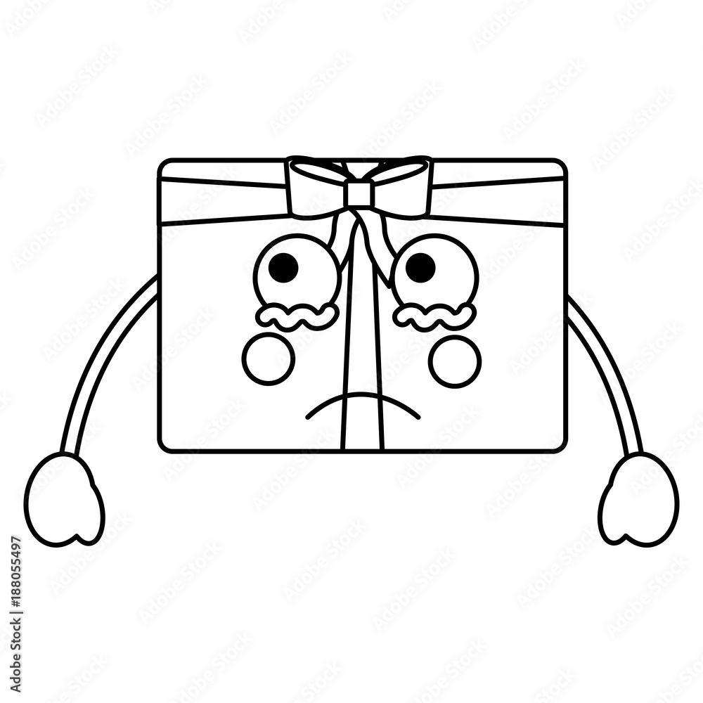 Fototapeta premium cartoon christmas gift crying expression