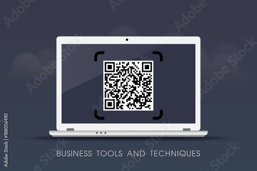 Business tools and techniques - QR Codes on laptop 