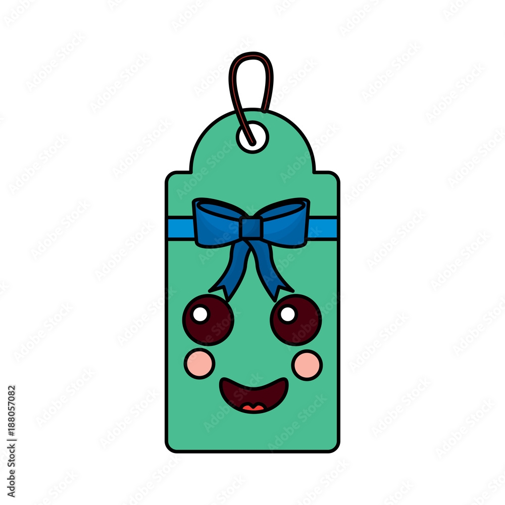 christmas kawaii label cartoon character bow decoration christmas kawaii label cartoon character bow decoration