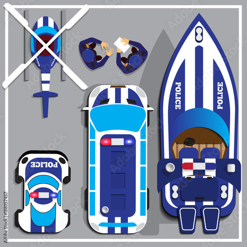 Illustration of a police transport. View from above