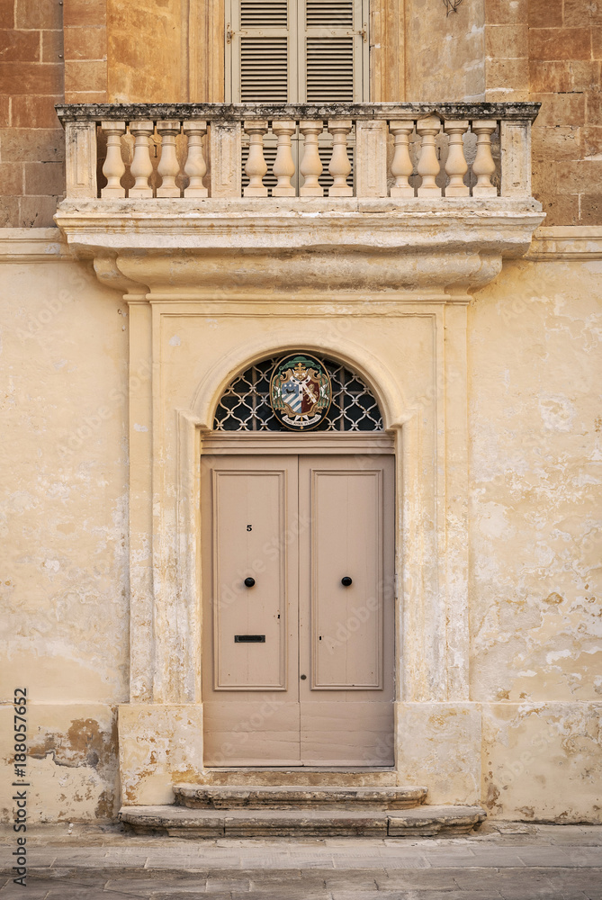 door architecture detail in mdina old town of rabat malta