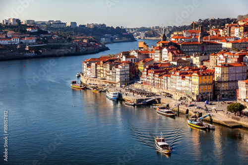 Beautiful cityscape, Porto, Portugal, old city. View of the city and the river. A popular destination for traveling in Europe © olezzo
