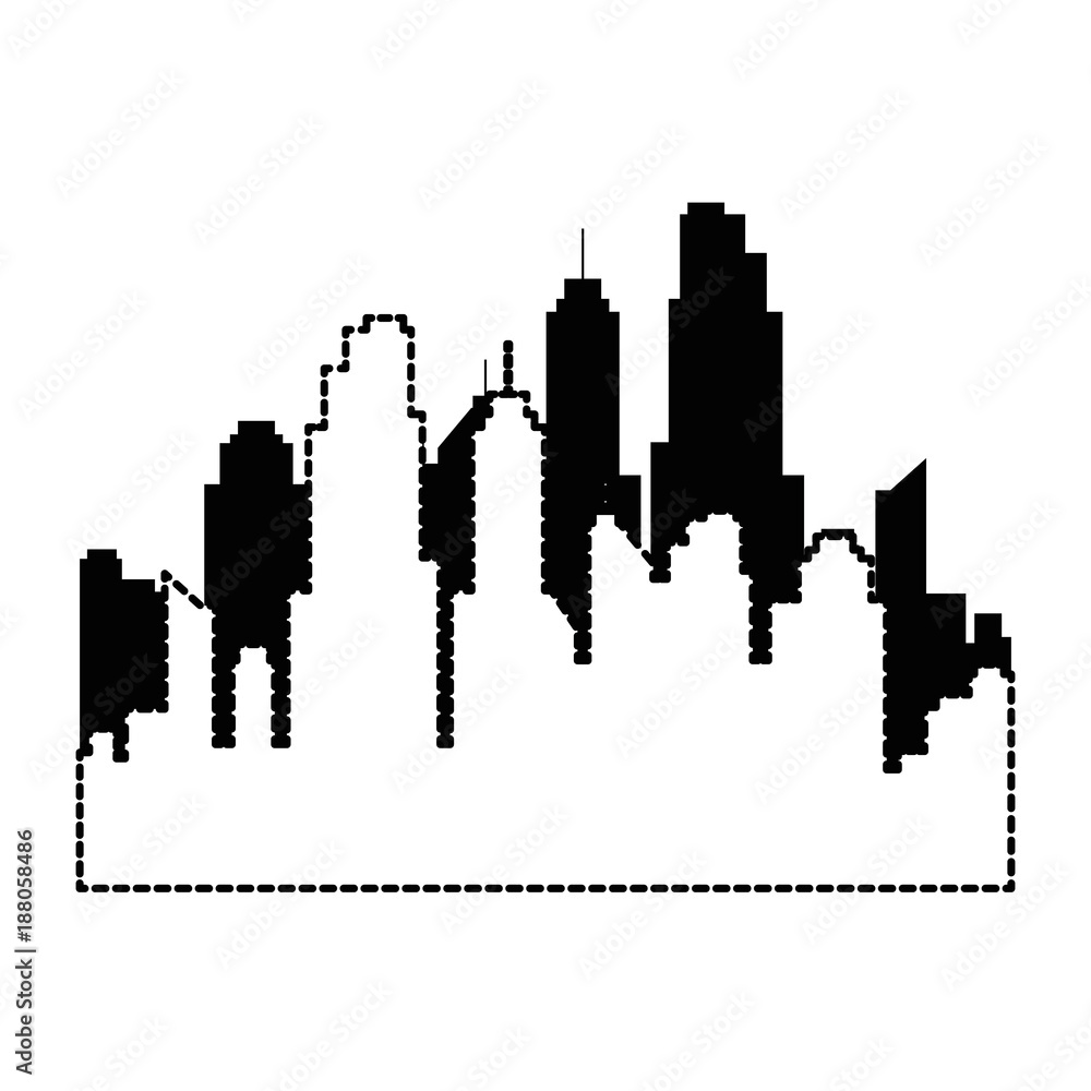 cityscape silhouette isolated icon cityscape silhouette isolated icon