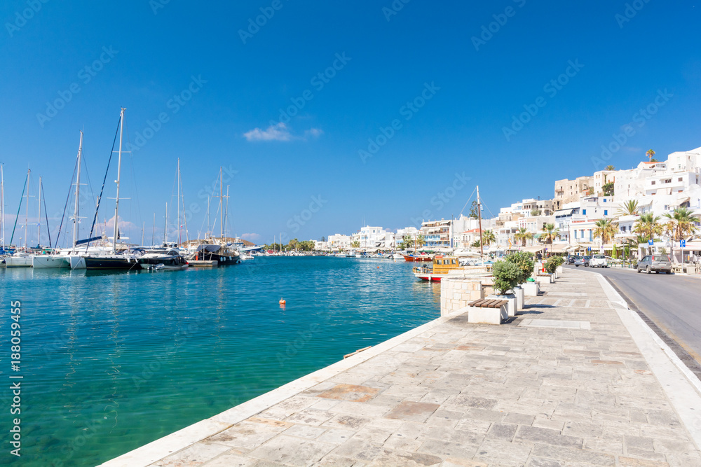 view on harbor in Naxos island, Cyclades, Greece