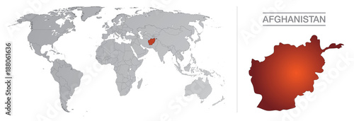 Afghanistan dans le monde, avec frontières et tous les pays du monde séparés 