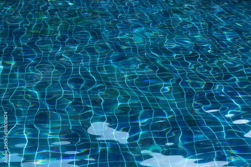 Blinding water in pool with blue tiles