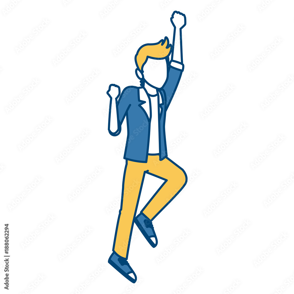 Man happy jumping cartoon icon vector illustration graphic design