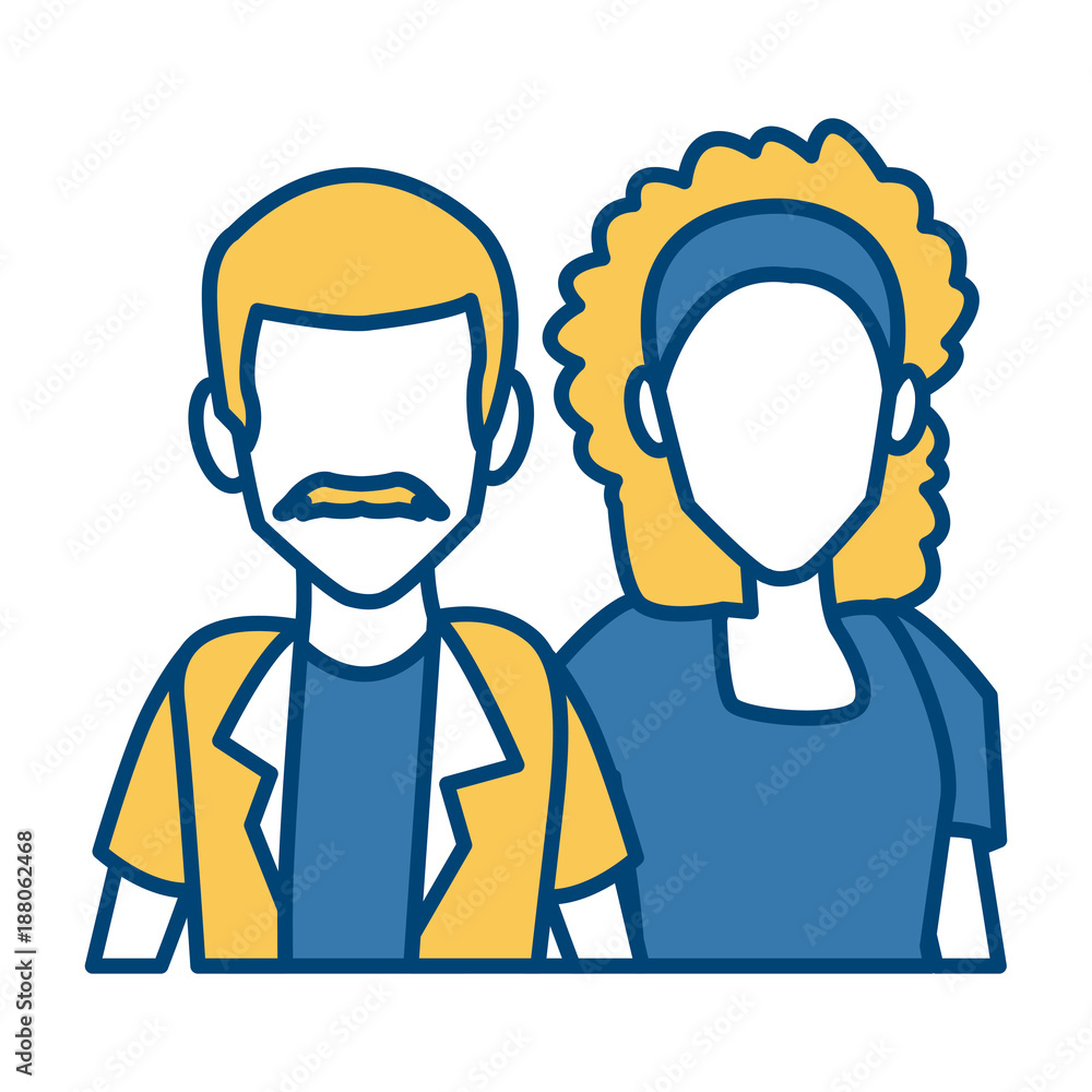 Couple of friends cartoon icon vector illustration graphic design