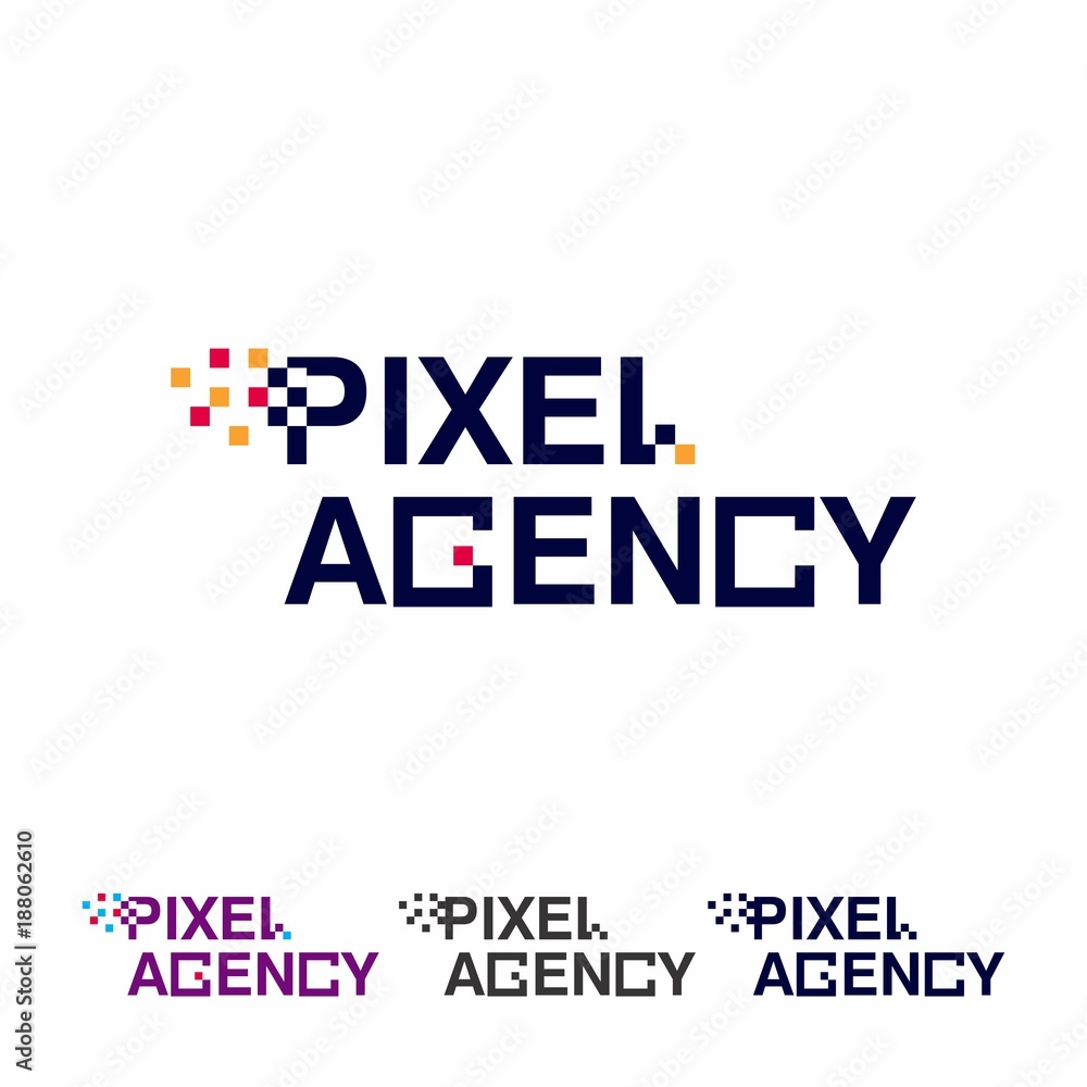 Agency logo template. Pixel art graphics.
