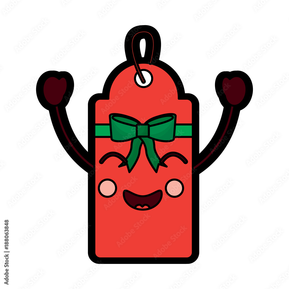 Obraz premium christmas tag kawaii character label cartoon