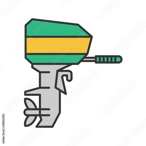 Outboard boat motor color icon