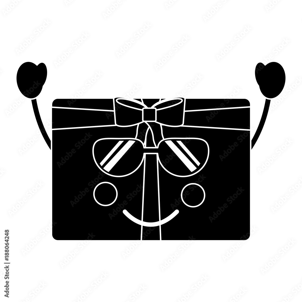 Fototapeta premium kawaii christmas gift box ornament with bow