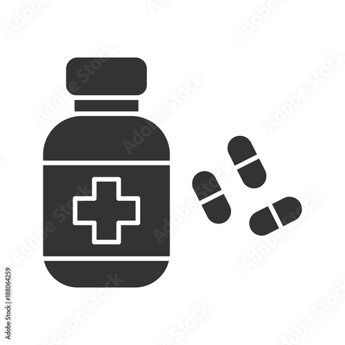 Pills bottle glyph icon