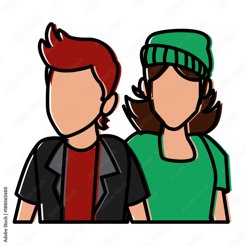 Couple of friends cartoon icon vector illustration graphic design Couple of friends cartoon icon vector illustration graphic design