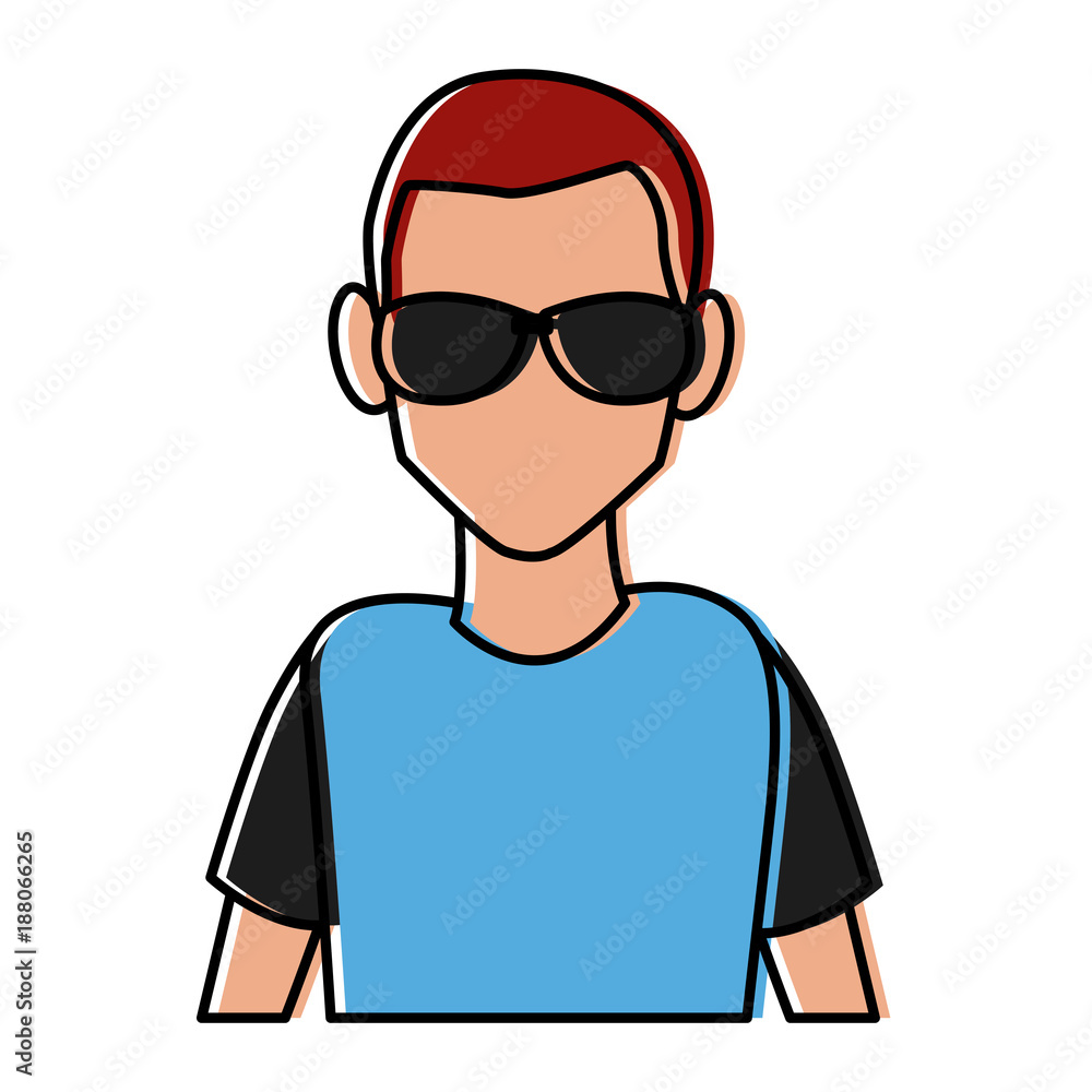 Man with sunglasses cartoon icon vector illustration graphic design Man with sunglasses cartoon icon vector illustration graphic design