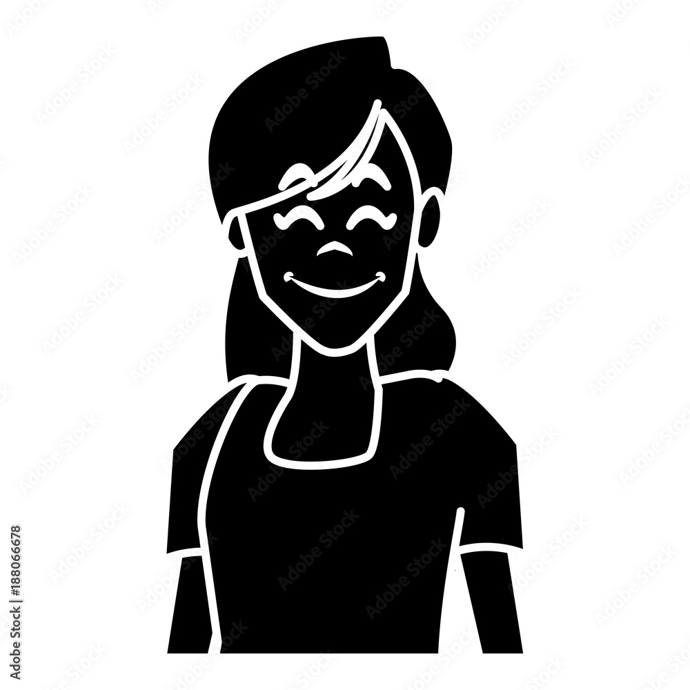 Woman profile smiling cartoon icon vector illustration graphic design