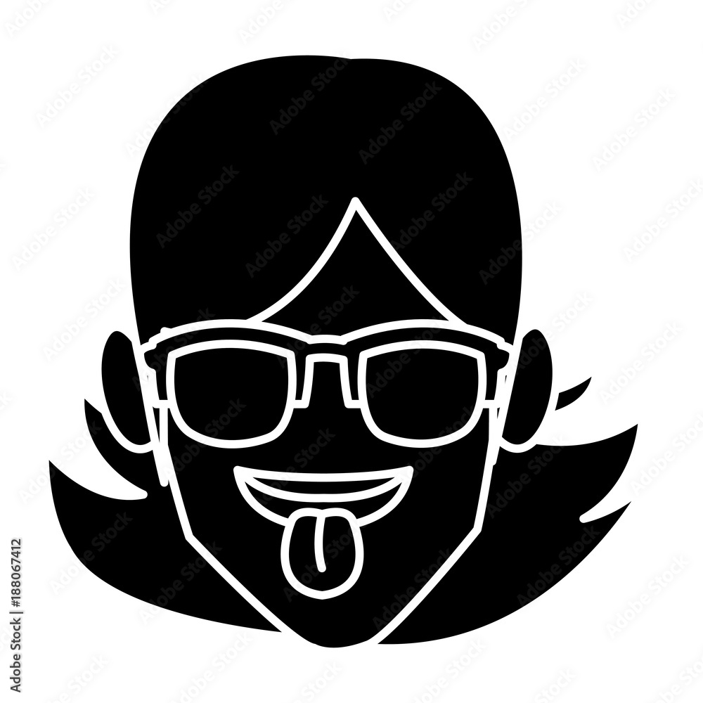 Woman with sunglasses and tongue out icon vector illustration graphic design Woman with sunglasses and tongue out icon vector illustration graphic design