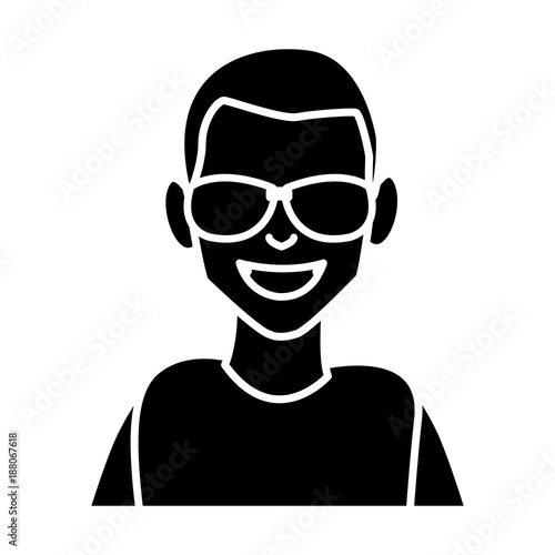 Free Download Man with sunglasses cartoon icon vector illustration graphic design - GFXLoad