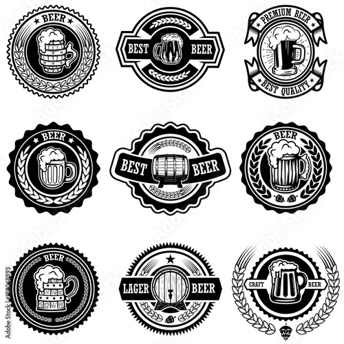 Set of vintage beer labels. Design elements for logo, label, emblem, sign, menu.