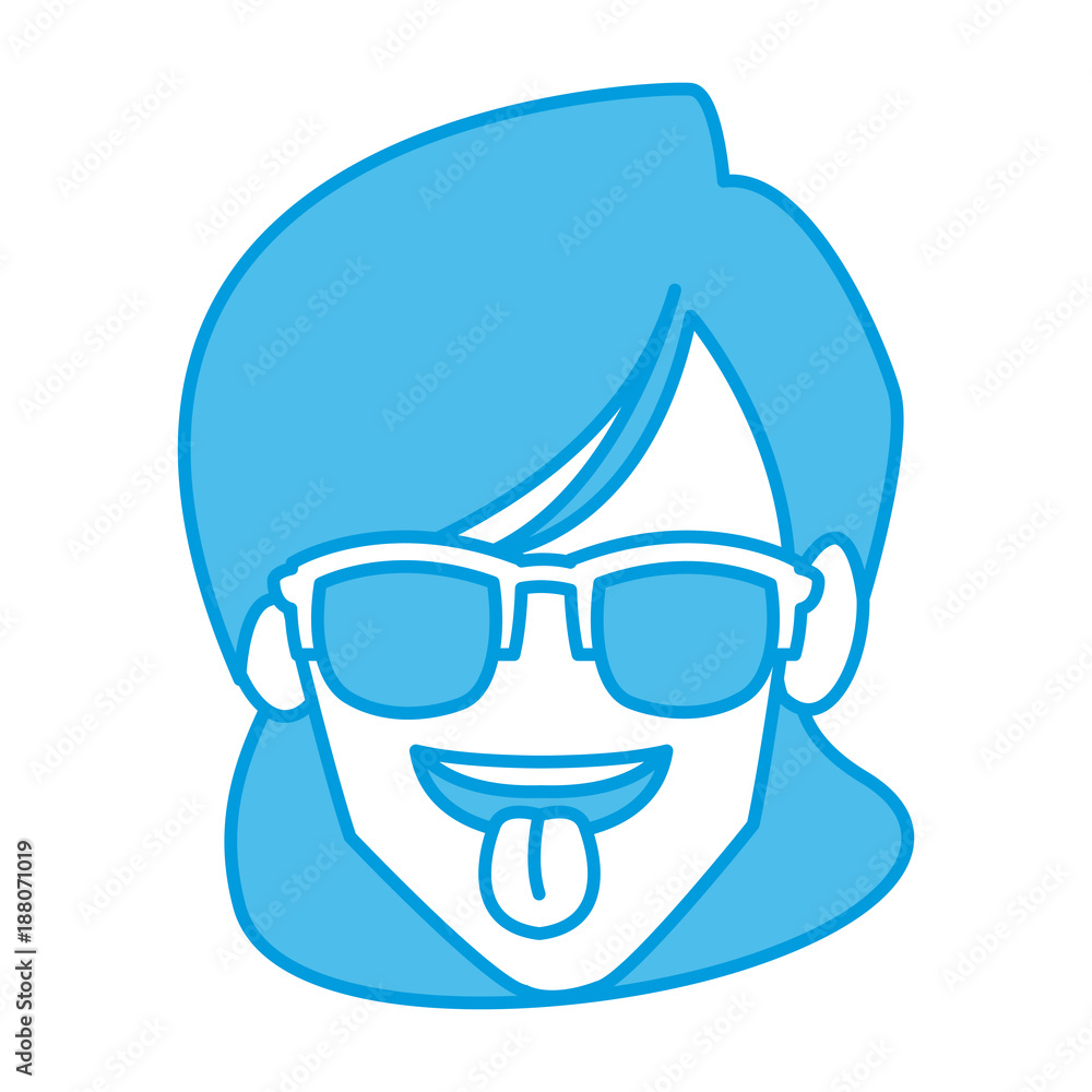 Woman with sunglasses and tongue out icon vector illustration graphic design Woman with sunglasses and tongue out icon vector illustration graphic design