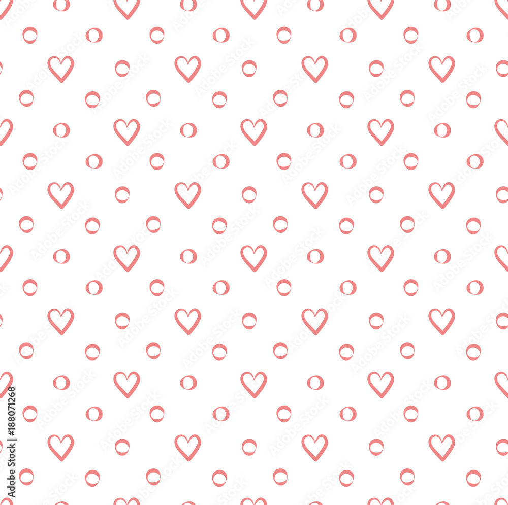 Hand drawn vector illustration with cute hearts. Geometric Seamless Pattern. Hand drawn vector illustration with cute hearts. Geometric Seamless Pattern.