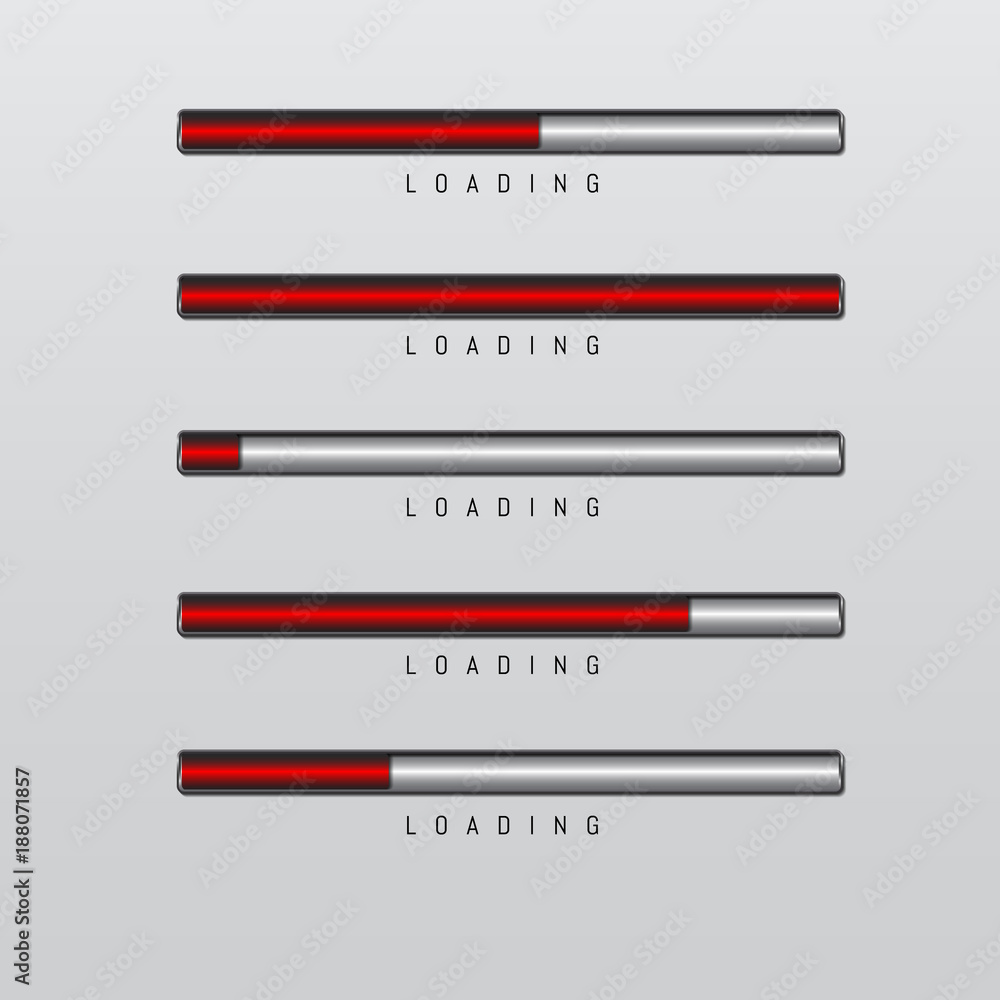 progress bar and loading red color on light grey background vector progress bar and loading red color on light grey background vector