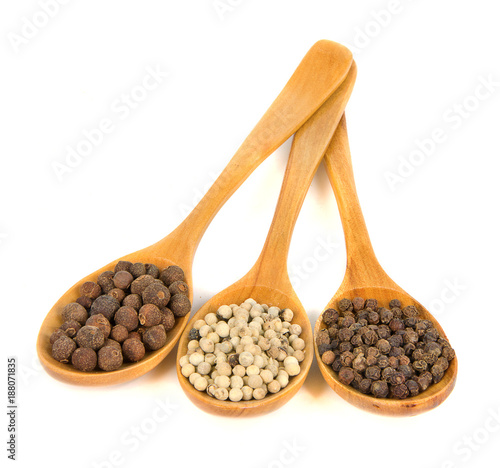 spices in wooden spoons
