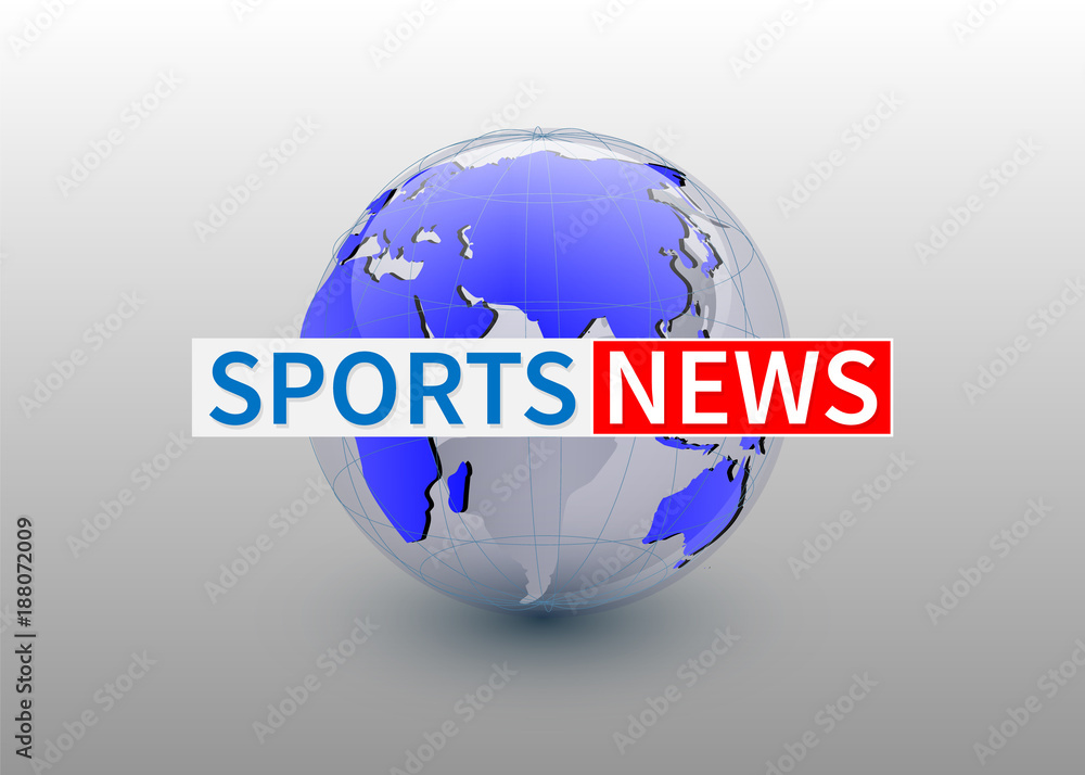 Sports news, world news backgorund with planet, TV news design. Vector