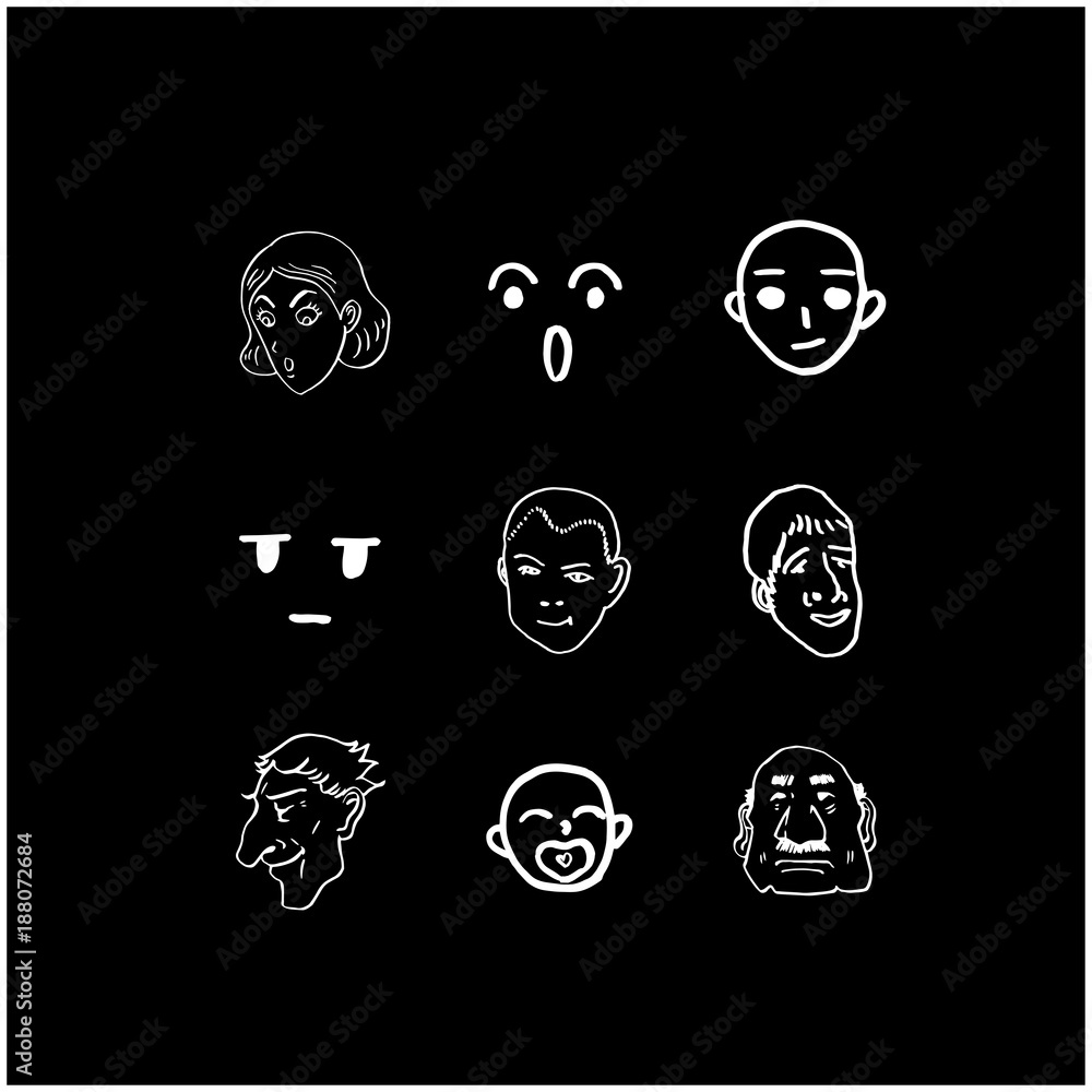 얼굴 일러스트 / 손으로 그린 이모티콘 모음