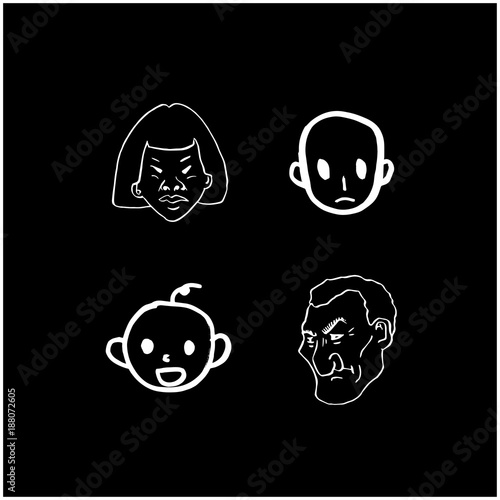 얼굴 일러스트 / 손으로 그린 이모티콘 모음