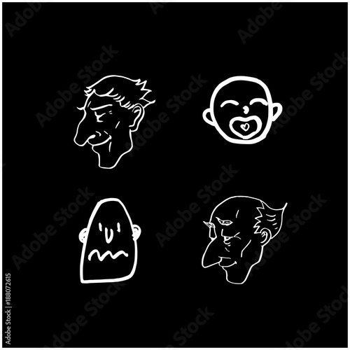 얼굴 일러스트 / 손으로 그린 이모티콘 모음