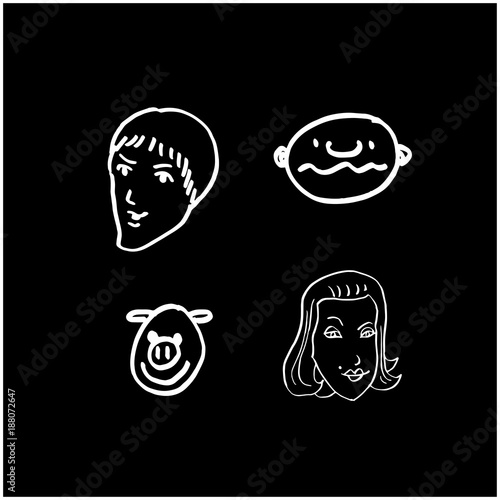 얼굴 일러스트 / 손으로 그린 이모티콘 모음