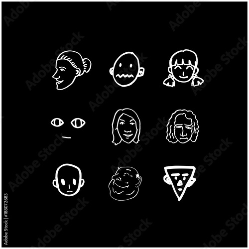 얼굴 일러스트 / 손으로 그린 이모티콘 모음