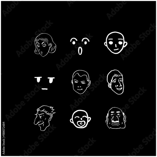 얼굴 일러스트 / 손으로 그린 이모티콘 모음