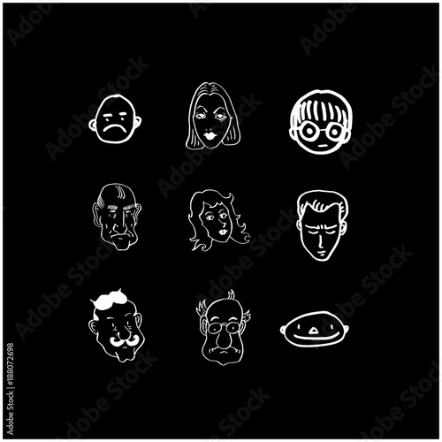 얼굴 일러스트 / 손으로 그린 이모티콘 모음