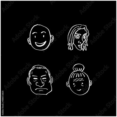 얼굴 일러스트 / 손으로 그린 이모티콘 세트