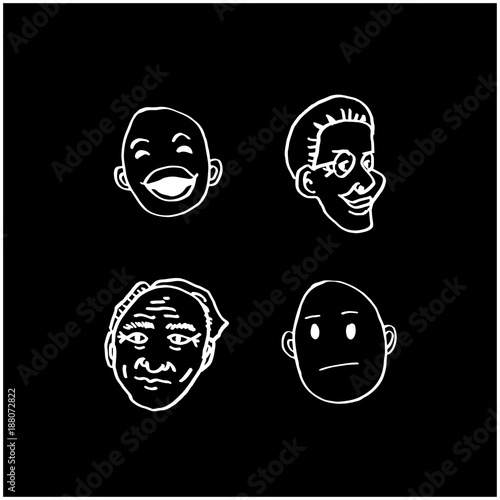 얼굴 일러스트 / 손으로 그린 이모티콘 세트