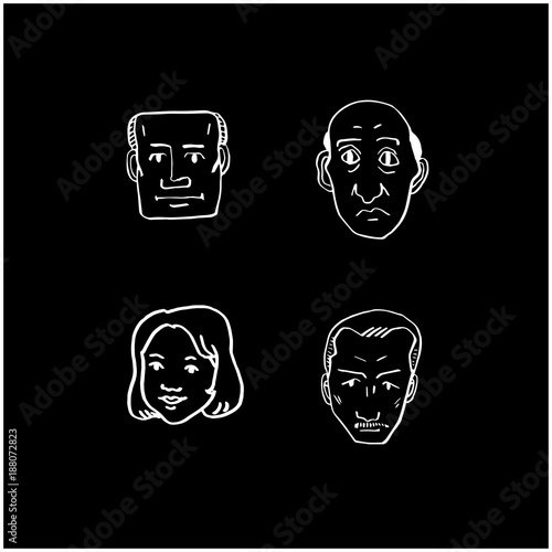 얼굴 일러스트 / 손으로 그린 이모티콘 세트