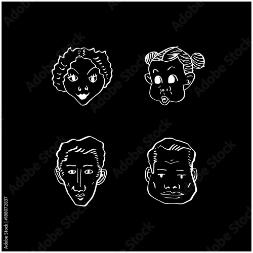 얼굴 일러스트 / 손으로 그린 이모티콘 세트