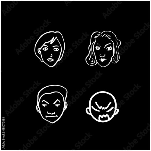 얼굴 일러스트 / 손으로 그린 이모티콘 세트