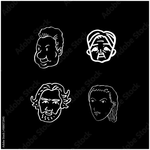 얼굴 일러스트 / 손으로 그린 이모티콘 세트