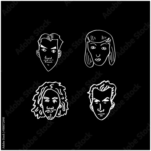 얼굴 일러스트 / 손으로 그린 이모티콘 세트