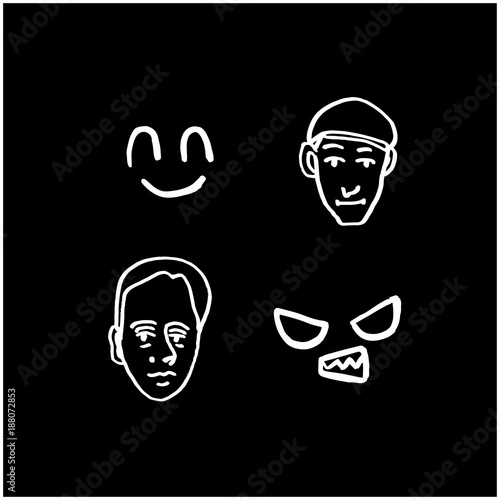 얼굴 일러스트 / 손으로 그린 이모티콘 세트