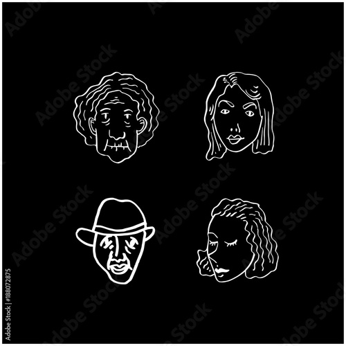 얼굴 일러스트 / 손으로 그린 이모티콘 세트